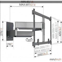 Vogel's TVM 5855  Wall Mount with Arm up to 100" and 75kg