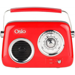 Osio OPR-3040R Retro Portable Radio Rechargeable with Bluetooth and USB Red