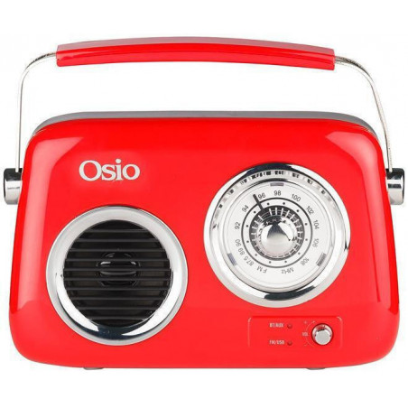 Osio OPR-3040R Retro Portable Radio Rechargeable with Bluetooth and USB Red