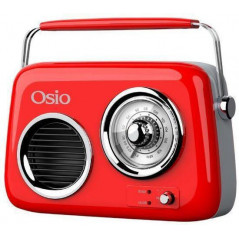 Osio OPR-3040R Retro Portable Radio Rechargeable with Bluetooth and USB Red