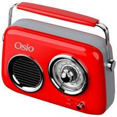 Osio OPR-3040R Retro Portable Radio Rechargeable with Bluetooth and USB Red