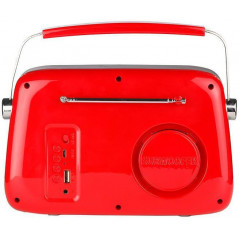 Osio OPR-3040R Retro Portable Radio Rechargeable with Bluetooth and USB Red