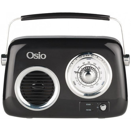 Osio OPR-3040B Retro Portable Radio Rechargeable with Bluetooth and USB Black