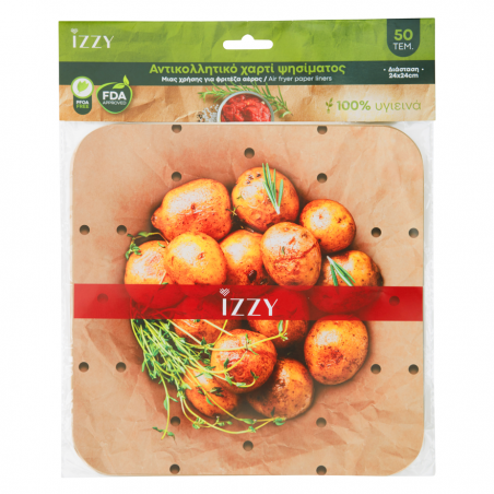 IZZY Perforated Air Fryer Paper Liners IZ-8252 (50pcs) 24x24cm