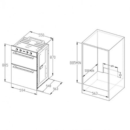 Midea MDOD70M30DO-X (70+35L)  Εντοιχιζόμενος Διπλός Φούρνος