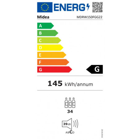 Midea MDRW150FGG22 Wine Cooler, 34 Bottles