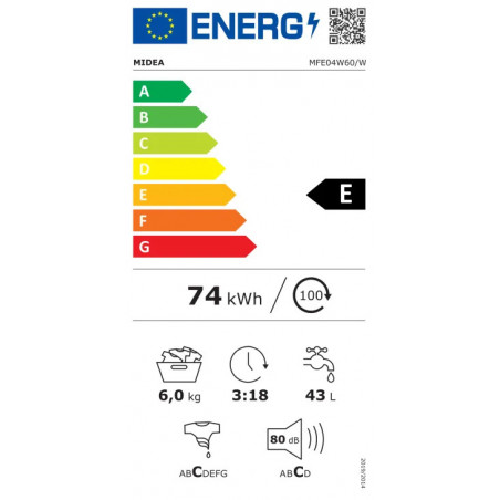 MIDEA MFE04W60/W Πλυντήριο Ρούχων 6Kg